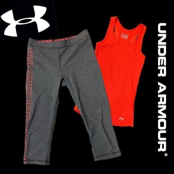 NWOT Neon orange Under armor tank top & capris - Picture 1 of 15